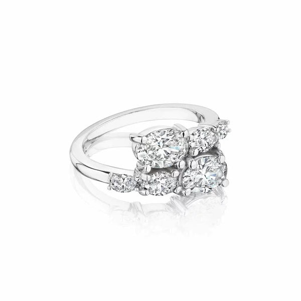 Graduated Wrap Oval Diamond Ring - 1