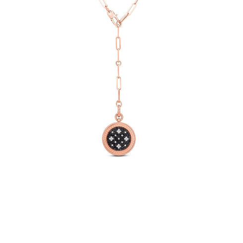Gold Venetian Princess Black &amp; White Diamond Medallion Necklace - 1