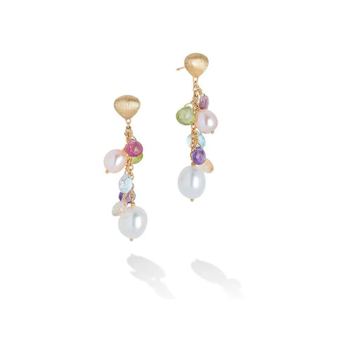 Paradise Collection Mixed Gemstone And Pearl Short Drop Earrings - 1