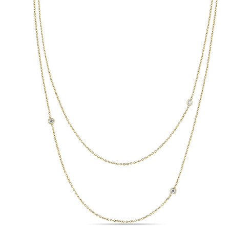 3 Floating Diamond Cable Chain Layered Necklace - 2