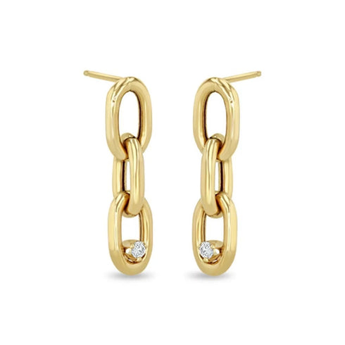 Prong Diamond XXL Square Oval Link Chain Drop Earrings - 1