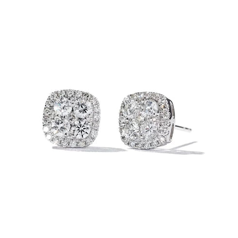 Round Diamond Halo Earrings - 1