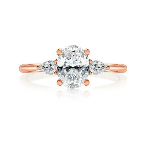 Oval Diamond Pear Sidestones Engagement Ring - 1