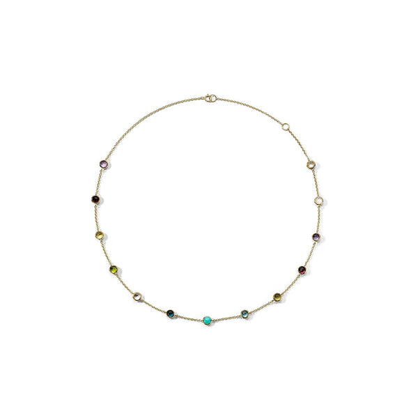 13 Station Assorted Colored Gemstone Confetti Necklace - 1