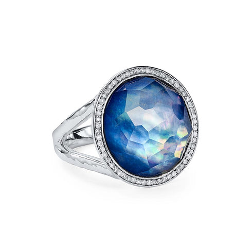 LOLLIPOP Medium Ring in Sterling Silver With Diamonds - 1