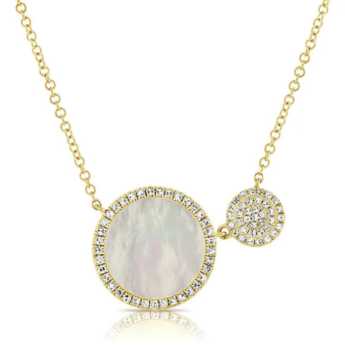Halo Circle Diamond And Mother Of Pearl Pendant - 1