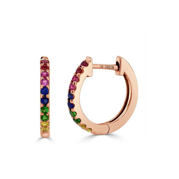 Huggie 0.46in Rainbow Sapphire Earrings - 1