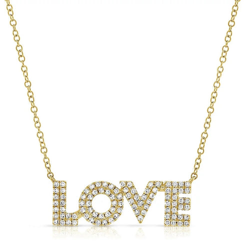 Love In Block Letters Pave 0.28in Diamond Pendant - 1