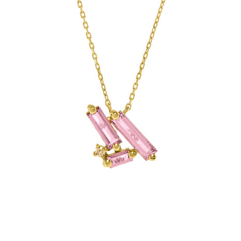 Diamond And Morganite Topaz Cluster Pendant - 1