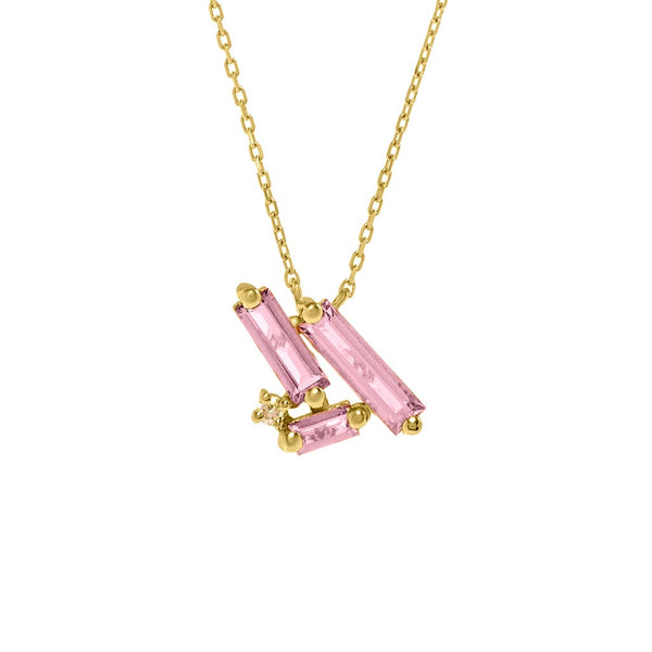 Diamond And Morganite Topaz Cluster Pendant - 1
