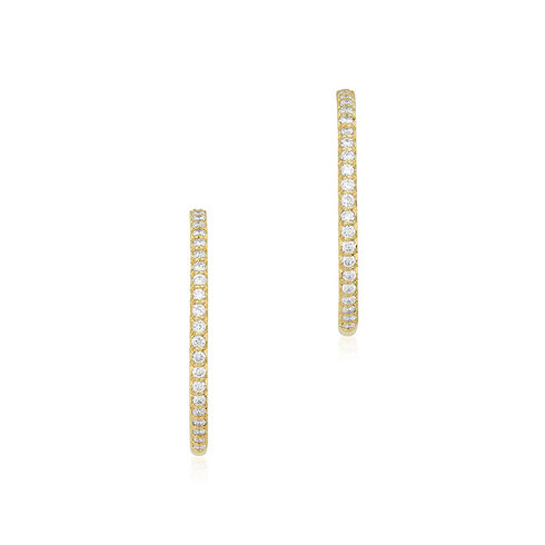 Gold Perfect Diamond Hoop 25mm Earrings - 1