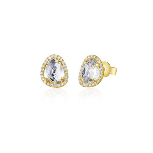 Organic White Topaz Diamond Studs - 1