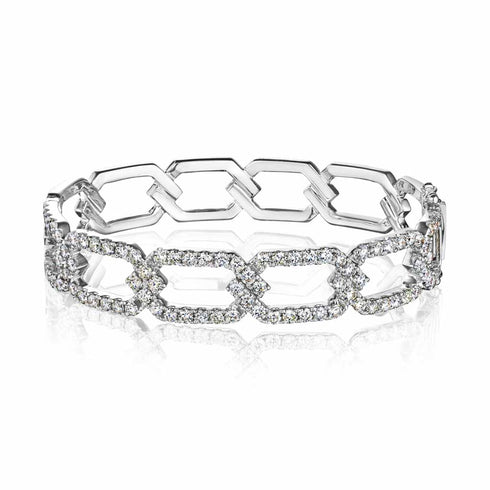 Open Pentegon Pave Diamond Bangle - 1