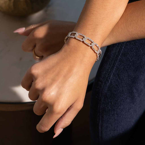 Open Pentegon Pave Diamond Bangle - 2