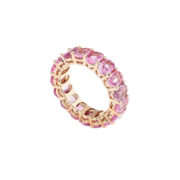 Shared Prong Oval Pink Sapphire Eternity Ring - 1