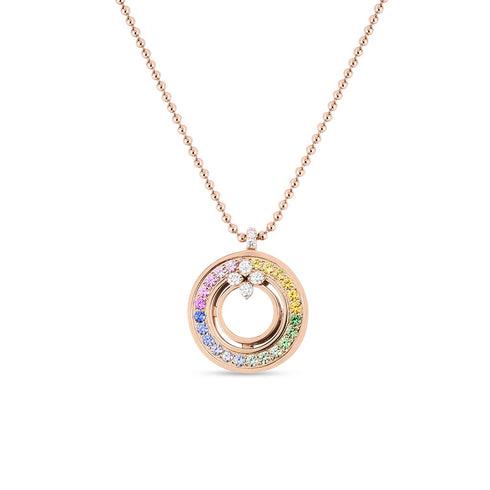 Love In Verona Rainbow Medallion Necklace With Sapphires Diamonds And Mother Of Pearl - 1