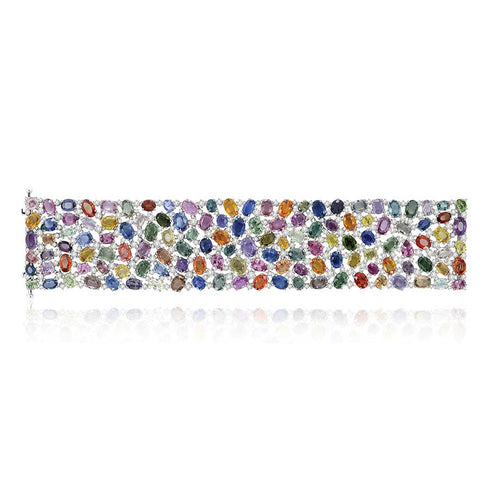 Sutra 18k White Gold Sapphire Bracelet SJBR434 - 1