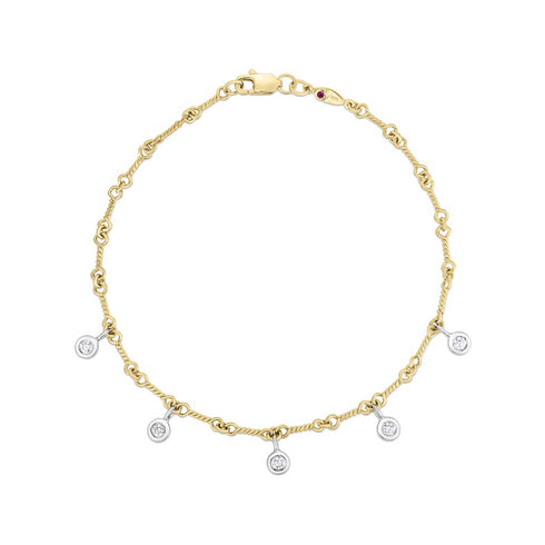 Gold Diamond Dangling Dbone Bracelet - 1