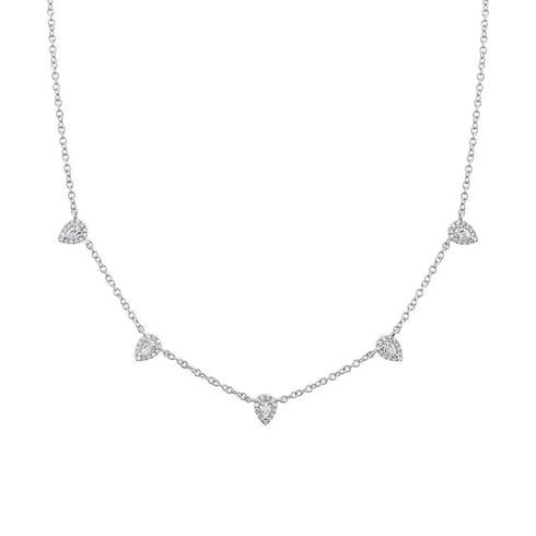 Station Halo Pear Diamond Necklace - 1