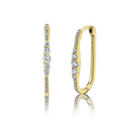 Oval Hoop 0.8in Diamond Earrings - 1