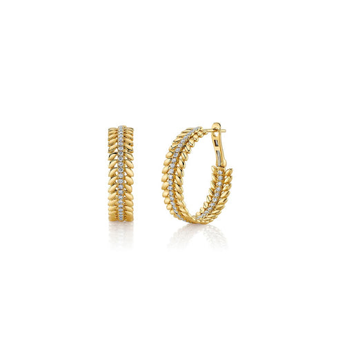 Diamond Laurel Wreath Hoop Earring - 1