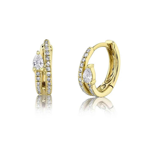Wrap Pear Hoop 0.4in Diamond Earrings - 1