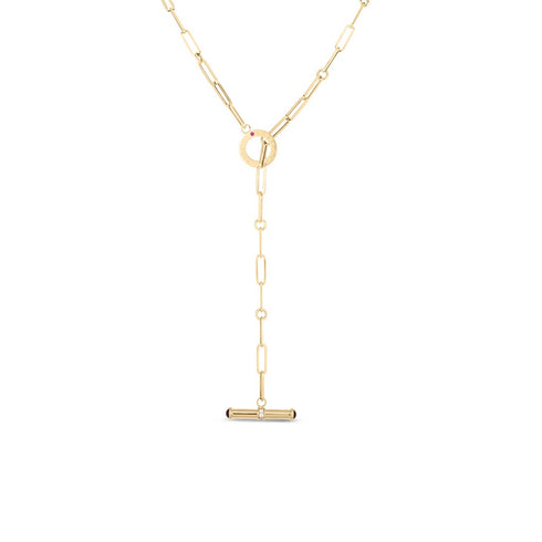 Designer Paperclip Chain Diamond Accent Toggle Closure Necklace - 1