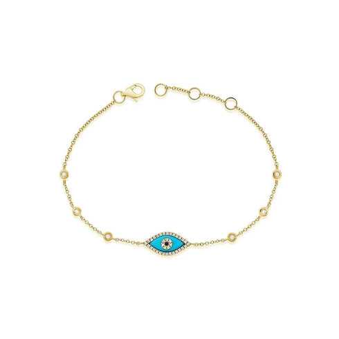 Turquoise &amp; Diamond Evil Eye Bracelet - 1