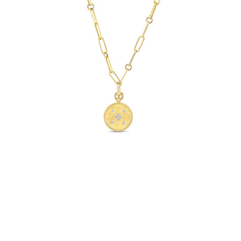 Venetian Princess Satin Finish Small Medallion On A Paper-Clip Chain Necklace - 1