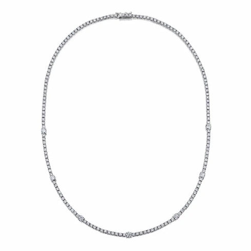 Station Prong Round Diamond Necklace - 1
