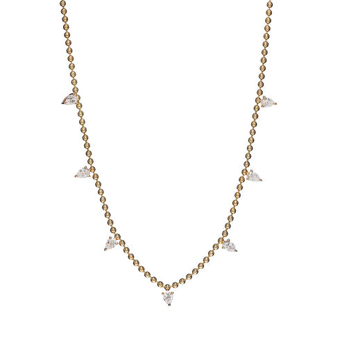 Prong Held Pear Diamond Necklace - 1