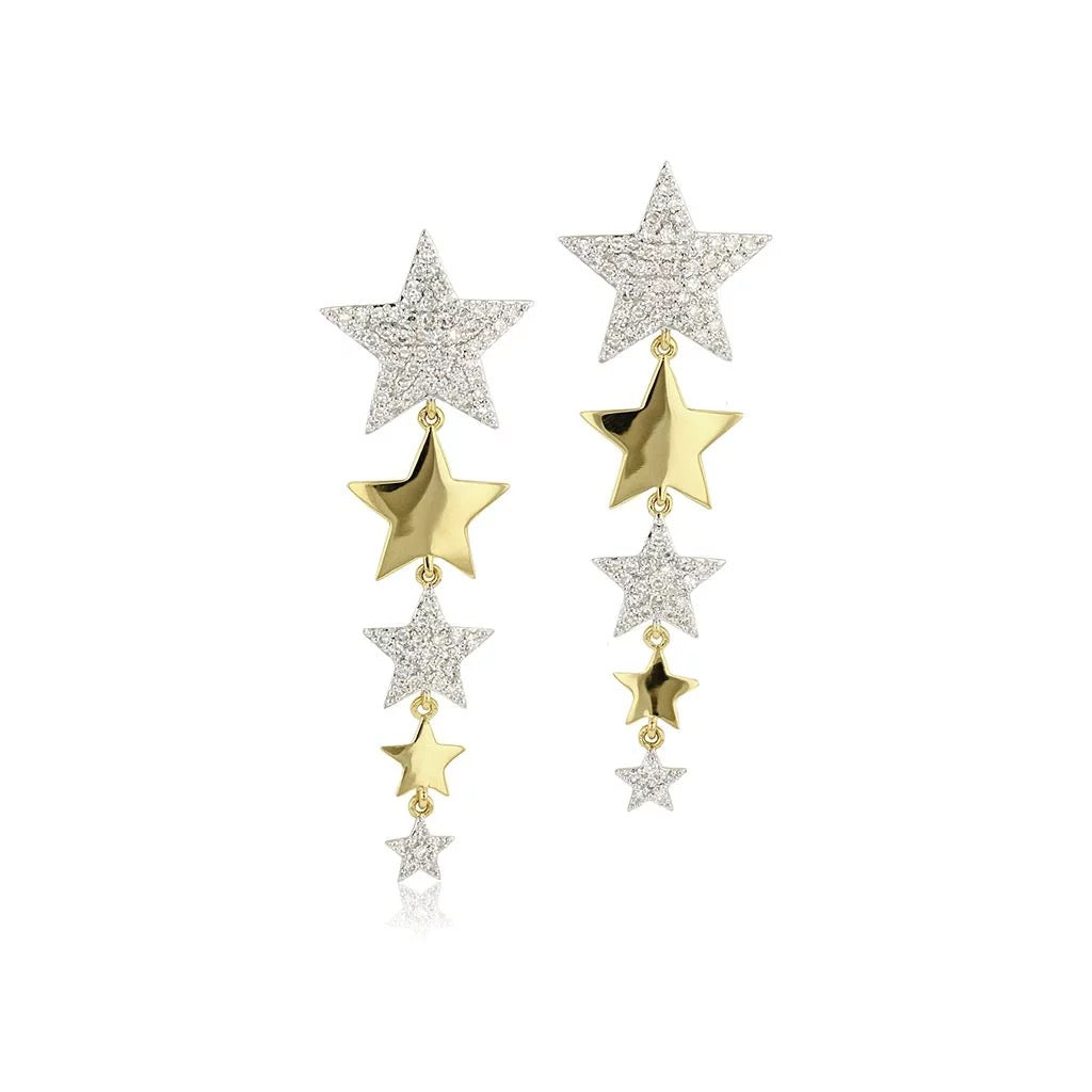 Alternating Star Drop Earrings