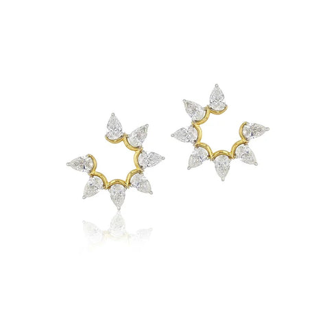 Platinum Pear Fan Earrings - 1