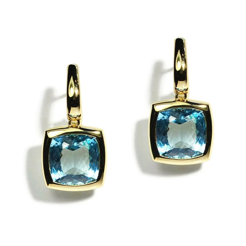 Essential Cushion Drop Sky Blue Topaz Earrings - 1