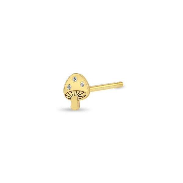 Itty Bitty Diamond Mushroom Single Stud Earring - 1