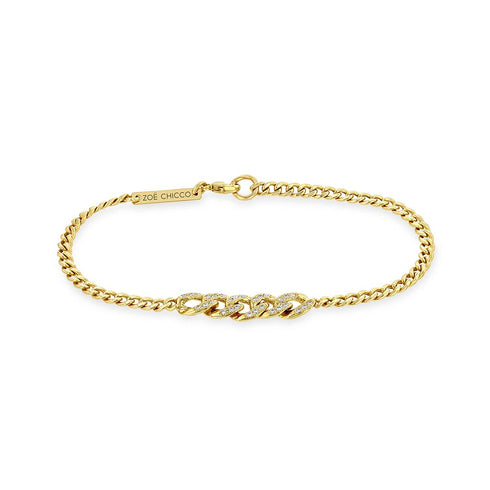 Small Curb Chain Bracelet With Pave Diamond - 1