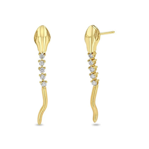 Diamond Tennis Snake Drop Earrings - 1