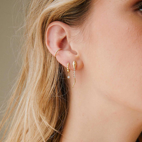 Diamond Tennis Snake Drop Earrings - 2