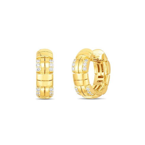 Veneto Diamond Accent Woven Small Hoop Earrings - 1