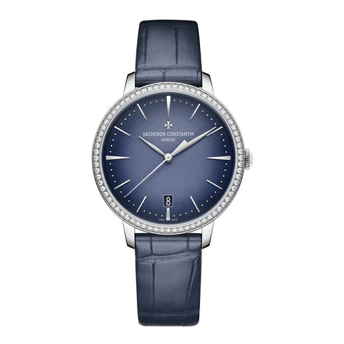 Patrimony 18k White Gold Bezel with Diamonds Watch - 1