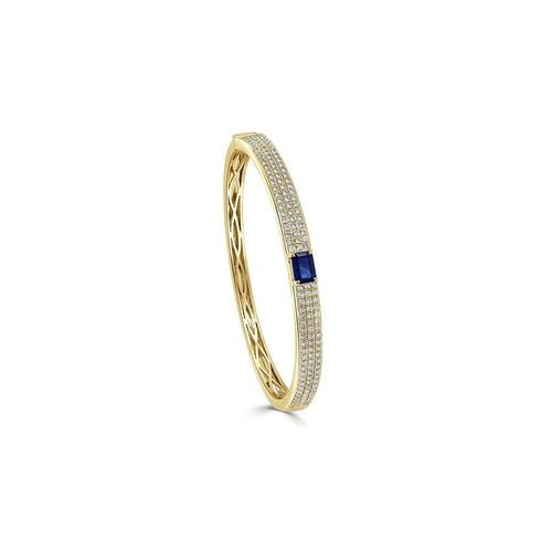 Emerald-Cut Sapphire &amp; Diamond Pave Bangle - 1