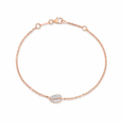 Small Palm Leaf Diamond Chain Bracelet - 1