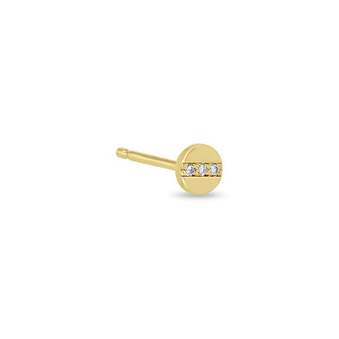 Itty Bitty Pave Diamond Line Disc Stud - 1