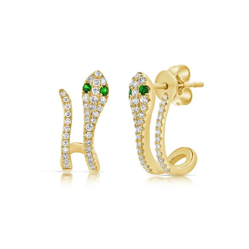 Diamond Snake Earrings - 1