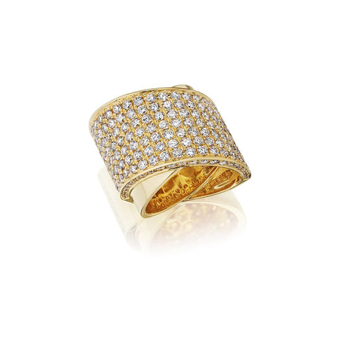 Wide Crossover Pave Diamond Ring - 1