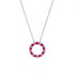 White Gold Pink Sapphire & Diamond Circle Pendant Necklace - 1