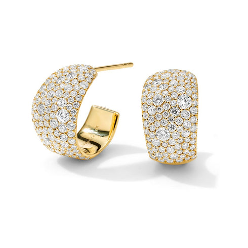 Small Organic Hoop Earring With Diamonds - 1