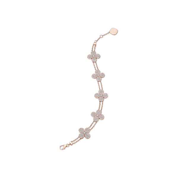 5 Station Flower Pave Diamond Bracelet - 1