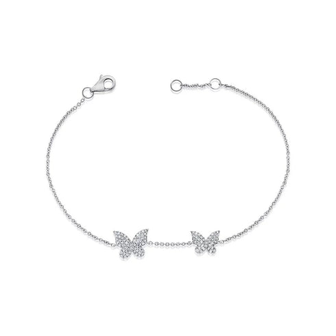 Double Butterfly Pave Diamond Bracelet - 1