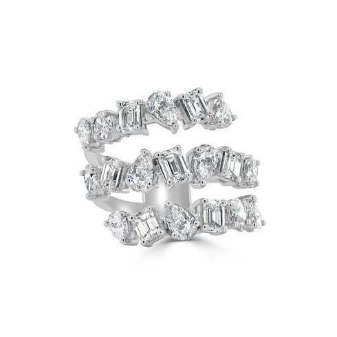 Fancy-Shape 3-Row Diamond Ring - 1
